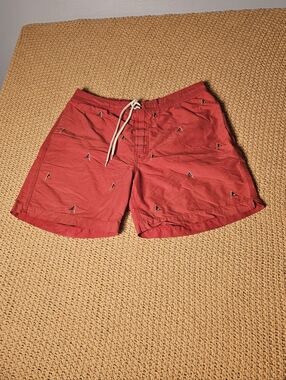 Polo Ralph Lauren red swim trunks With  embroidered nautical flag Pattern